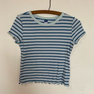 Old Navy, XL (14-16), Striped Rib-Knit Lettuce-Edge T-Shirt for Girls